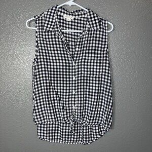 Gingham Plaid Tie-Front Shirt by Beach Lunch Lounge | Size Medium